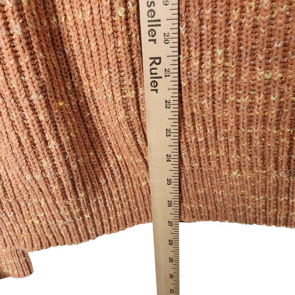 FREE PEOPLE Leo Tunic Sweater Womens Medium Orange Ribbed Cowl‎ Neck Cozy Knit